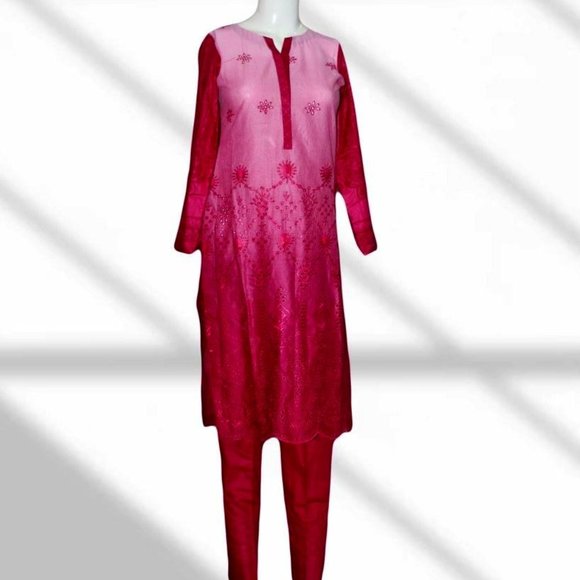 Pink Embroidered 3-Piece Lawn Suit - Picture 1 of 5